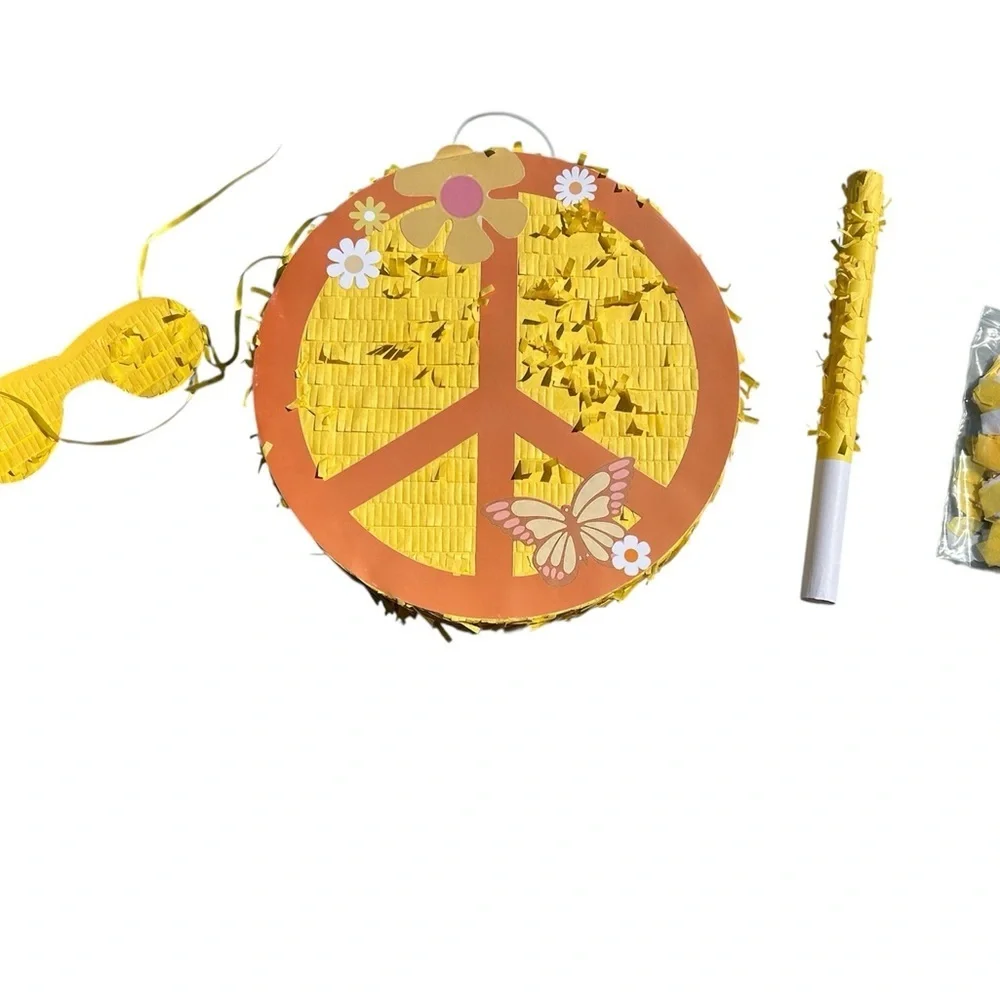✌️ Hippie Peace Sign Piñata Set – Includes Stick, Blindfold & Confetti